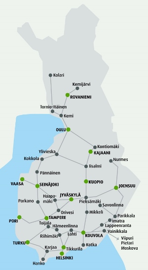 Схема железных дорог Финляндии. Фото: VR.FI