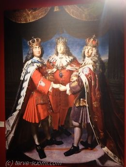 Групповой портрет «Встреча трех королей» (1709 г.): Август Сильный Саксонский, датский король Фридрих IV и прусский король Фридрих I на встрече в Берлине. 