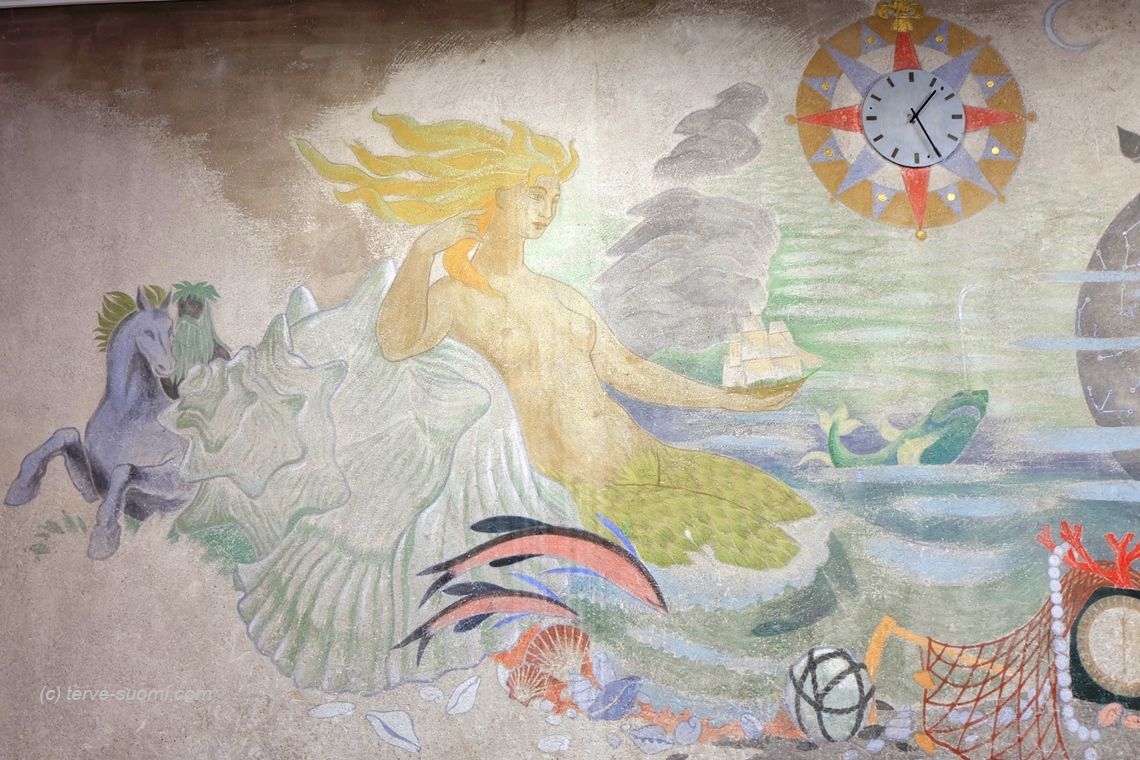 Часть росписи, выполненной Туве Янссон для местного профтехучилища в Котке в 1952 году 