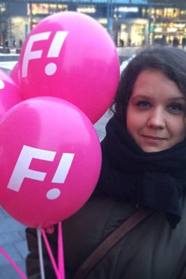 Влада Петровская, кандидат от "Феминистской партии" на муниципальных выборах в Финляндии в 2017 году